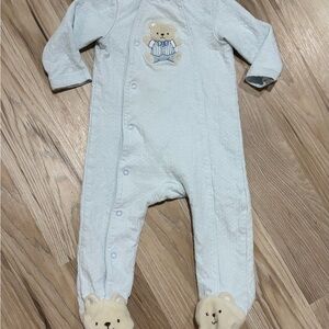 Little Me Light Blue Bear Footie